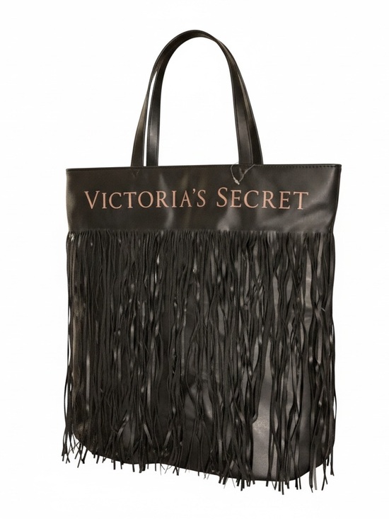 Victoria's Secret Handbags - Victoria's Secret Black Fringe Logo Tote New